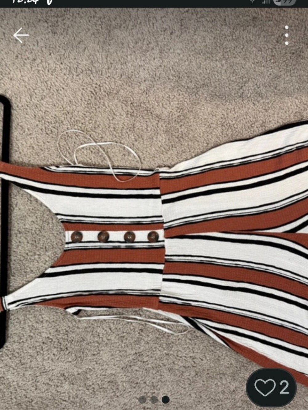 Striped Sleeveless Button-Front Dress in Rust & White